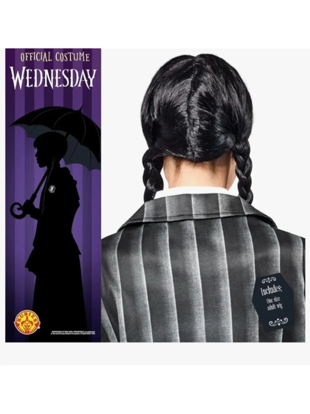 Wednesday Addams Costume Wig Adult Wig, Women, As Shown, One Size